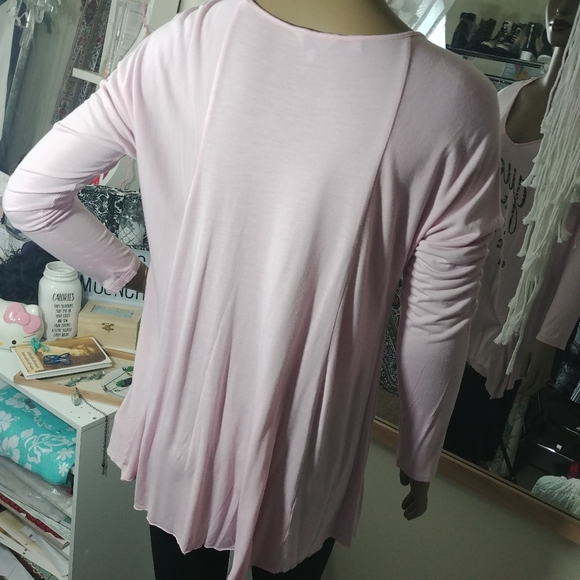 Guess ☆ Y2k Pink Soft Cheetah Bling Glitter V-Neck Long Sleeve Tunic Shirt L - Picture 3 of 11